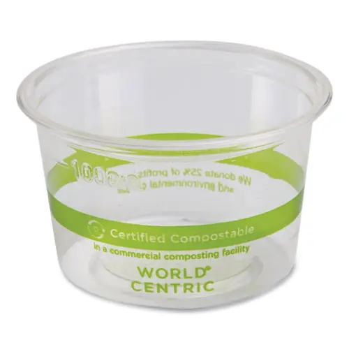 World Centric® PLA Clear Cold Cups, 4 oz, Plastic, Clear, 1,000/Carton