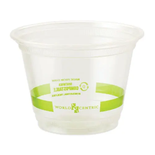 World Centric® PLA Clear Cold Cups, 9 oz, Plastic, Clear, 1,000/Carton