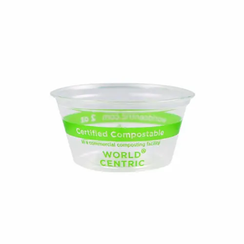 World Centric® PLA Clear Cold Cups, Souffle, 2 oz, Plastic, Clear, 2,000/Carton