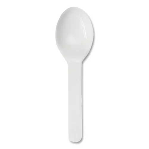 World Centric® PLA Compostable Cutlery, Tasting Spoon, Plastic, 3", White, 3,000/Carton