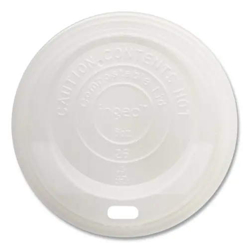 World Centric® PLA Lids for Hot Cups, Fits 8 oz Hot Cups, Plastic, White, 1,000/Carton