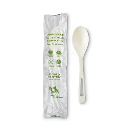 World Centric® TPLA Compostable Cutlery, Spoon, White, 750/Carton