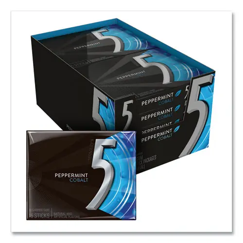 Wrigley's® 5 Gum, Peppermint Cobalt, 15 Sticks/Pack, 10 Packs/Box