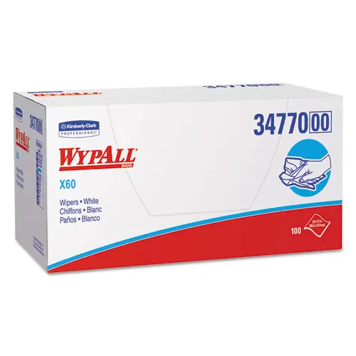 WypAll® General Clean X60 Cloths, 1/4 Fold, White, 100 Cloths/Box, 9 Boxes/Carton