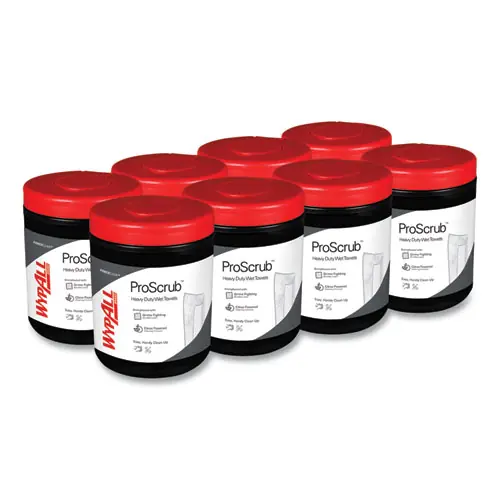 WypAll® Power Clean ProScrub Pre-Saturated Wipes, Citrus Scent, 50 Wipes/Canister, 8 Canisters/Carton
