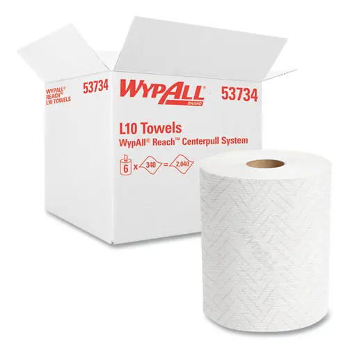 WypAll® Reach System Roll Towel, 1-Ply, White, 340 Towels/Roll, 6 Rolls/Carton