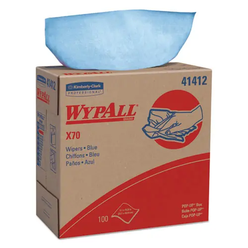 WypAll® X70 Cloths, POP-UP Box, Blue, 100 Cloths/Box, 10 Boxes/Carton