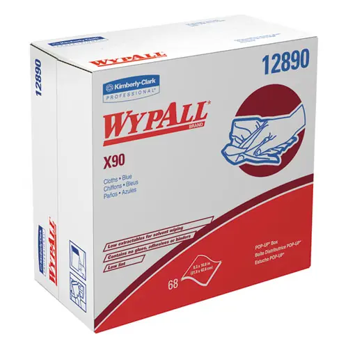 WypAll® X90 Cloths, POP-UP Box, Denim Blue, 68 Cloths/Box, 5 Boxes/Carton