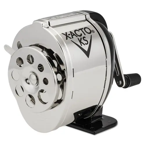 X-ACTO® KS Manual Classroom Pencil Sharpener, Black/Nickel, Table/Wall-Mount, Manual Operation, 2.75" x 4.75" x 4.25"