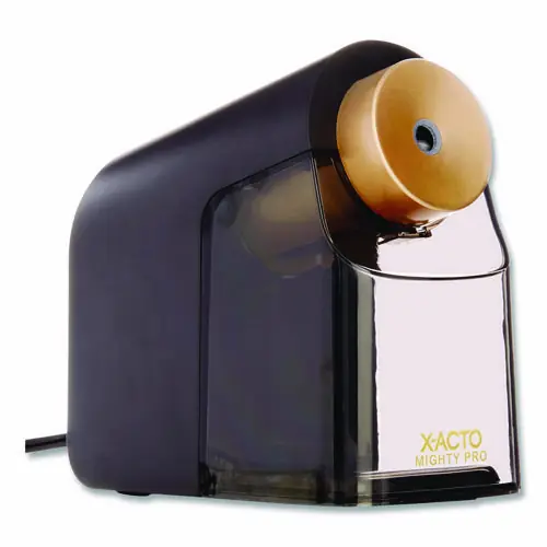 X-ACTO® Model 1606 Mighty Pro Electric Pencil Sharpener, AC-Powered, Black/Gold/Smoke