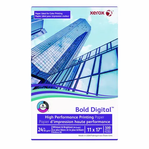 xerox™ Bold Digital Printing Paper, 98 Bright, 24 lb Bond Weight, 11 x 17, White, 500/Ream