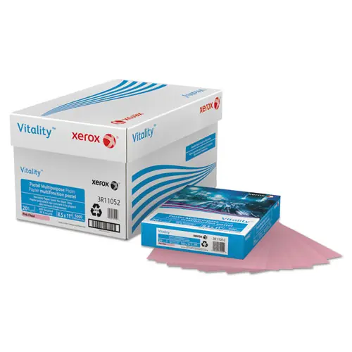 xerox™ Multipurpose Pastel Colored Paper, 20 lb Bond Weight, 8.5 x 11, Pink, 500/Ream