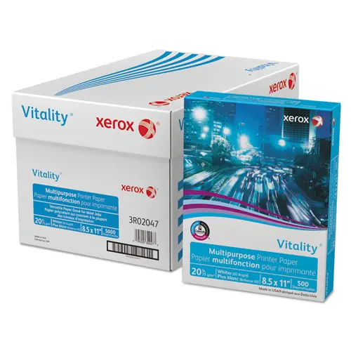 xerox™ Vitality Multipurpose Print Paper, 92 Bright, 20 lb Bond Weight, 8.5 x 11, White, 500 Sheets/Ream, 10 Reams/Carton