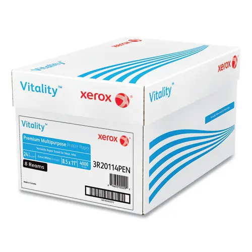 xerox™ Vitality Premium Multipurpose Print Paper, 97 Bright, 24 lb, 8.5" x 11", Extra White, 500 Sheets/Ream, 8 Reams/Carton