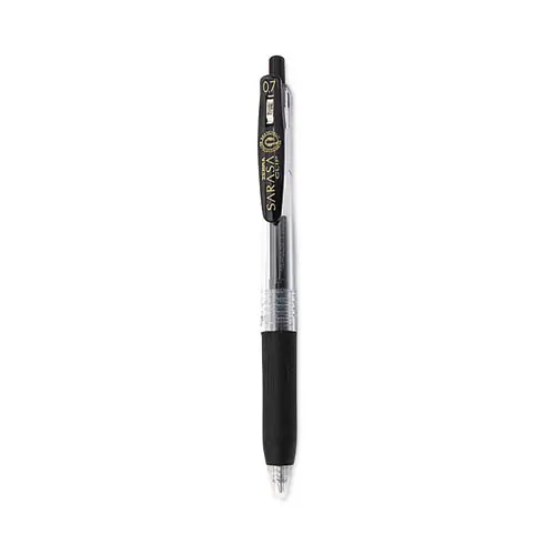 Zebra® Sarasa Clip Gel Pen, Retractable, Medium Point, 0.7 mm, Black Ink, Clear/Black Barrel, 12/Pack