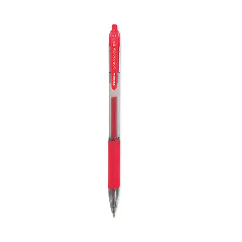 Zebra® Sarasa Dry Gel X20 Gel Pen, Retractable, Fine Point, 0.5 mm, Red Ink, Clear/Red Barrel, 12/Pack