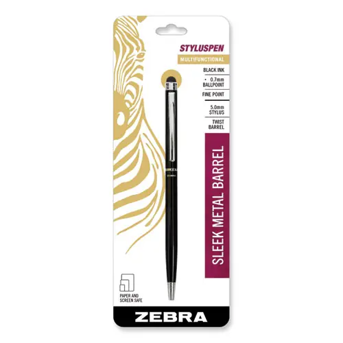 Zebra® StylusPen Twist Ballpoint Pen/Stylus, Black