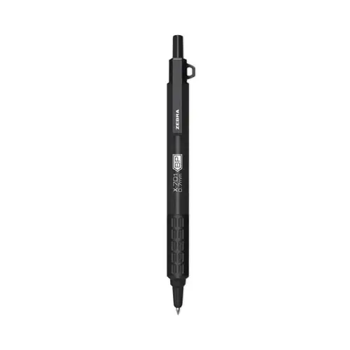 Zebra® X-701 Ballpoint Pen, Retractable, Fine 0.7 mm, Black Ink, Black Barrel