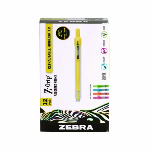 Zebra® Z-Grip® Retractable Highlighter Markers