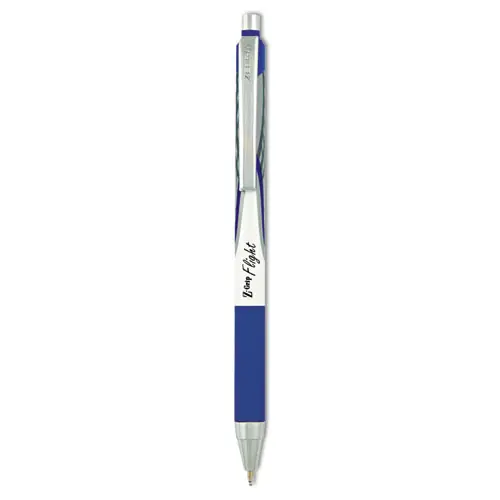 Zebra® Z-Grip Flight Ballpoint Pen, Retractable, Bold 1.2 mm, Blue Ink, Black/Blue/White Barrel, 12/Pack