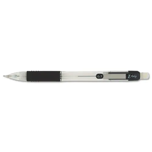 Zebra® Z-Grip Mechanical Pencil, 0.7 mm, HB (#2), Black Lead, Clear/Black Barrel, Dozen
