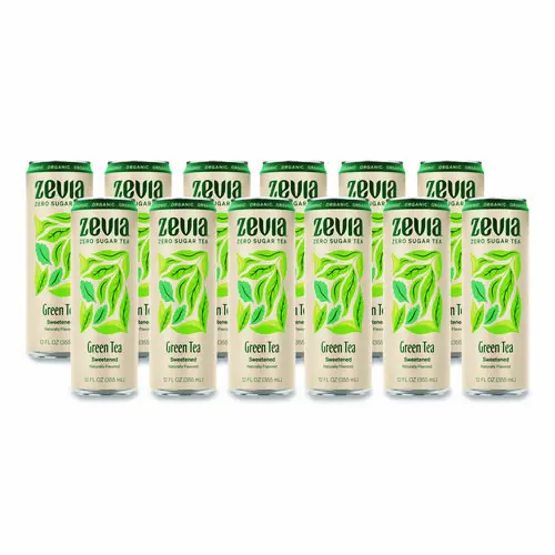Zevia® Zero Sugar Naturally Sweetened Green Tea, 12 oz Can, 12/Carton