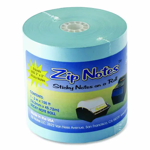 Zip Notes™ Dispenser Refill Roll, Blue, Unruled, Approx. 600 Sheets, 3" x 150 ft