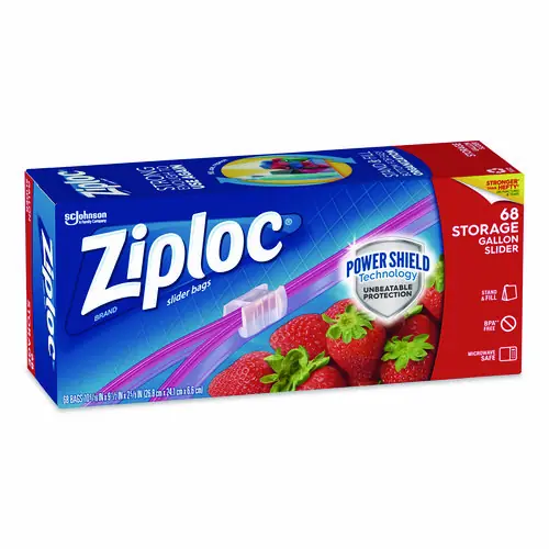 Ziploc® Slider Storage Bags, Gallon, Clear, 68 Bags