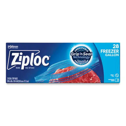 Ziploc® Zipper Freezer Bags, 1 gal, Clear, 28/Box