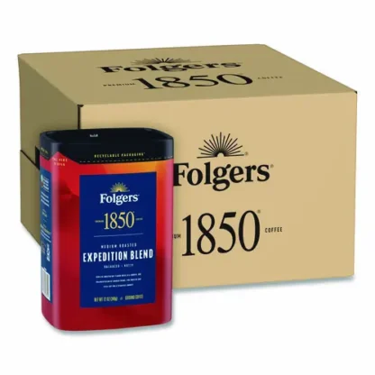 1850 Expedition Blend Roast Ground Coffee, 12 oz Canister, 6/Carton