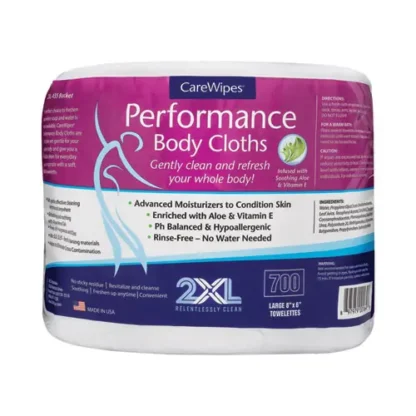 2XL Performance Body Cloths, Unscented, White, 700 Wipes per Pack, 2 Packs/Carton
