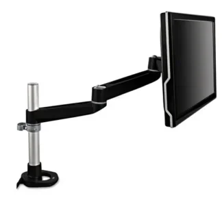 3M™ Dual-Swivel Monitor Arm, 360° Rotation, +15°/-90° Tilt, 180° Pan, Black/Gray, Supports up to 30 lbs