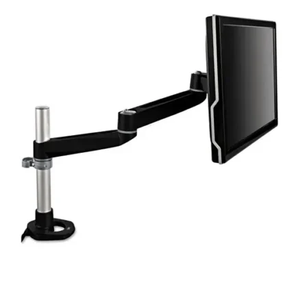 3M™ Dual-Swivel Monitor Arm, 360° Rotation, +15°/-90° Tilt, 180° Pan, Black/Gray, Supports up to 30 lbs