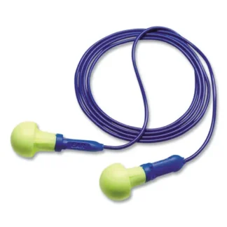 3M™ E-A-R Push-Ins Single-Use Earplugs, Metal Detectable, Corded, 28 dB NRR, Blue/Yellow, 200 Pairs