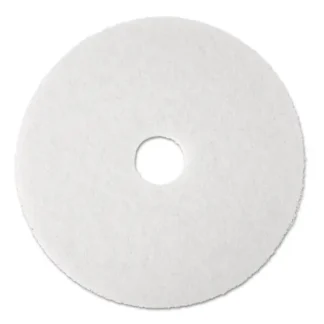 3M™ Low-Speed Super Polishing Floor Pads 4100, 17" Diameter, White, 5/Carton