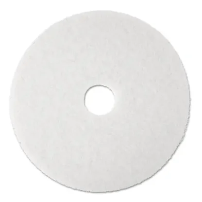 3M™ Low-Speed Super Polishing Floor Pads 4100, 17" Diameter, White, 5/Carton