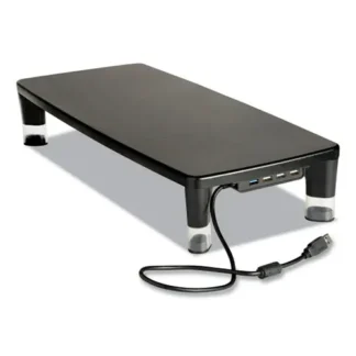 3M™ Monitor Stand MS100B, Black/Clear, Adjustable Height, Supports 33 lb