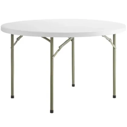 48″ Round White Plastic Folding Table