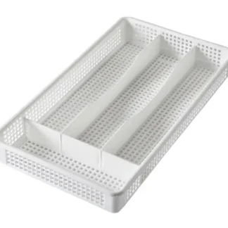 4 Compartment White Plastic Mesh Compact Cutlery Tray