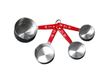4PC Stainless Steel Measuring Cups – Red Handles