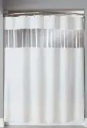 6 GAUGE HOOKED VINYL SHOWER CURTAIN WITH CLEAR VINYL WINDOW