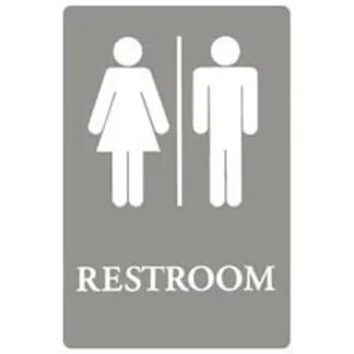 6x9 ADA Restroom Sign - Gray/White