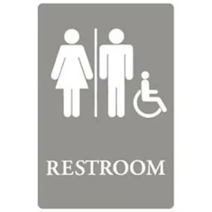 6x9 ADA Sign | Restroom Handicap - Gray/White