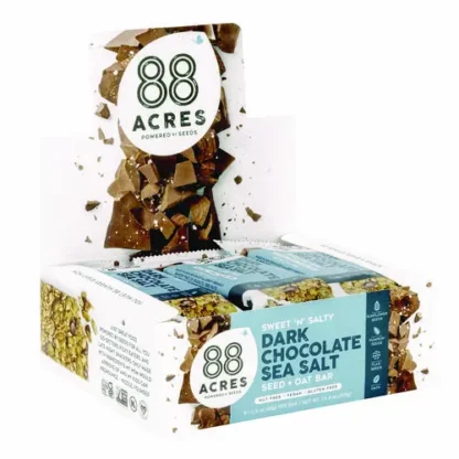 88 ACRES Sweet 'N Salty Gluten-Free Dark Chocolate Sea Salt Seed and Oat Bar, 9 Bars, 1.6 oz Each