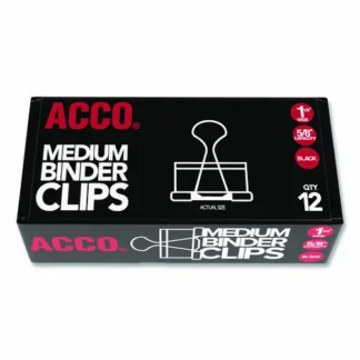 ACCO Binder Clips, Medium, Black/Silver, Dozen