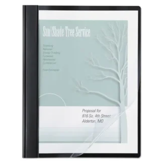 ACCO Clear Front Vinyl Report Cover, Prong Fastner, 0.5" Capacity, 8.5 x 11, Clear/Black, 10/Pack