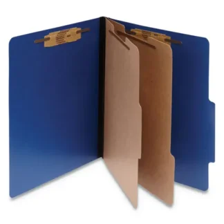 ACCO ColorLife PRESSTEX Classification Folders, Letter Size, Dark Blue, 3" Expansion, 2 Dividers, 6 Fasteners, 10/Box