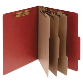 ACCO Pressboard Classification Folders, Legal Size, Earth Red, 10/Box