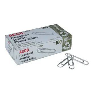 ACCO Recycled Paper Clips, Jumbo, Smooth, Silver