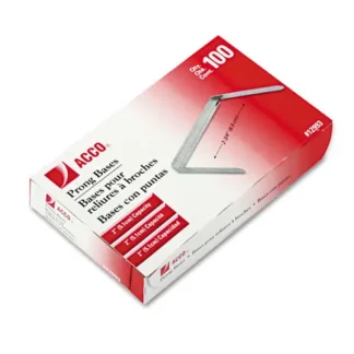 ACCO Standard Two-Piece Two-Prong Paper Fastener Bases, 100/Box